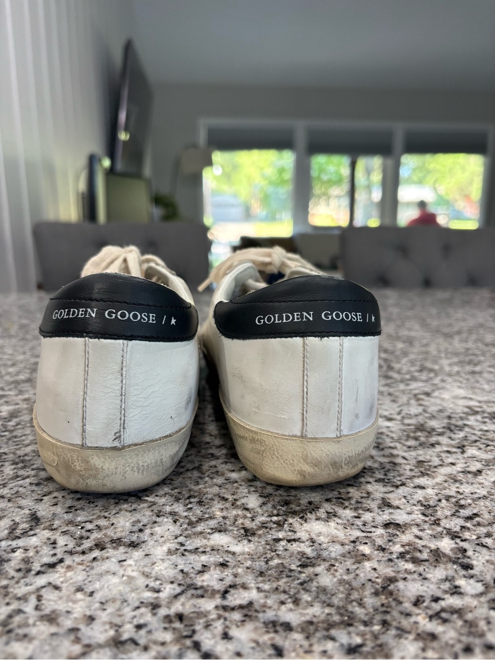 Golden Goose White and Black Super-Star Low-Top Sneakers - Picture 2 of 6